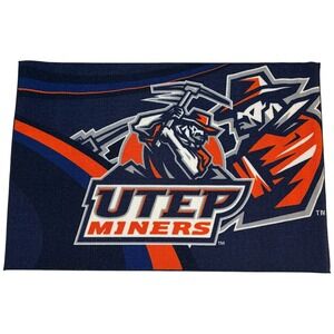 Northwest NCAA UTEP Miners Tufted Rug 39x59 Navy Blue Orange Fan Cave Decor‎ Mat
